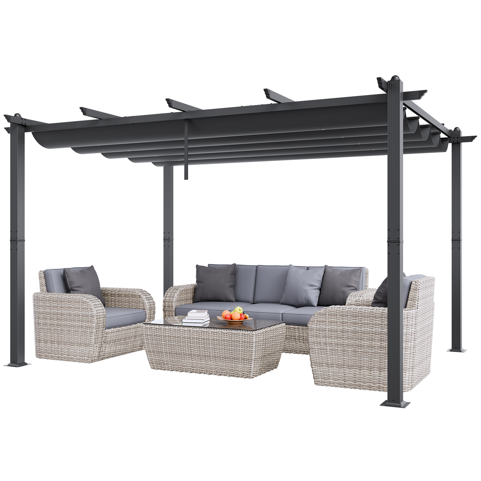 16x12ft 13x10 10x10 Aluminum Patio Pergola w/ Sun Shade Cover Retractable Canopy - Picture 47 of 79