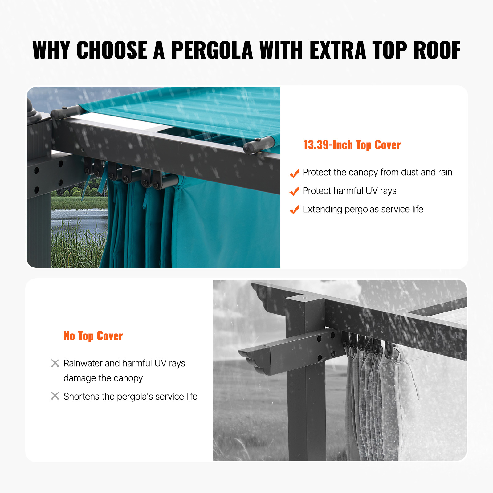 16x12ft 13x10 10x10 Aluminum Patio Pergola w/ Sun Shade Cover Retractable Canopy - Picture 59 of 79