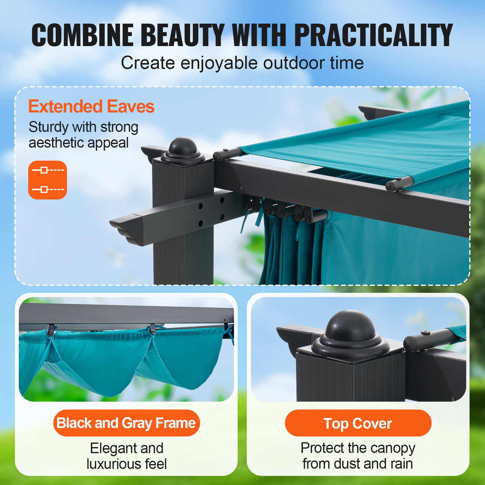 16x12ft 13x10 10x10 Aluminum Patio Pergola w/ Sun Shade Cover Retractable Canopy - Picture 62 of 79