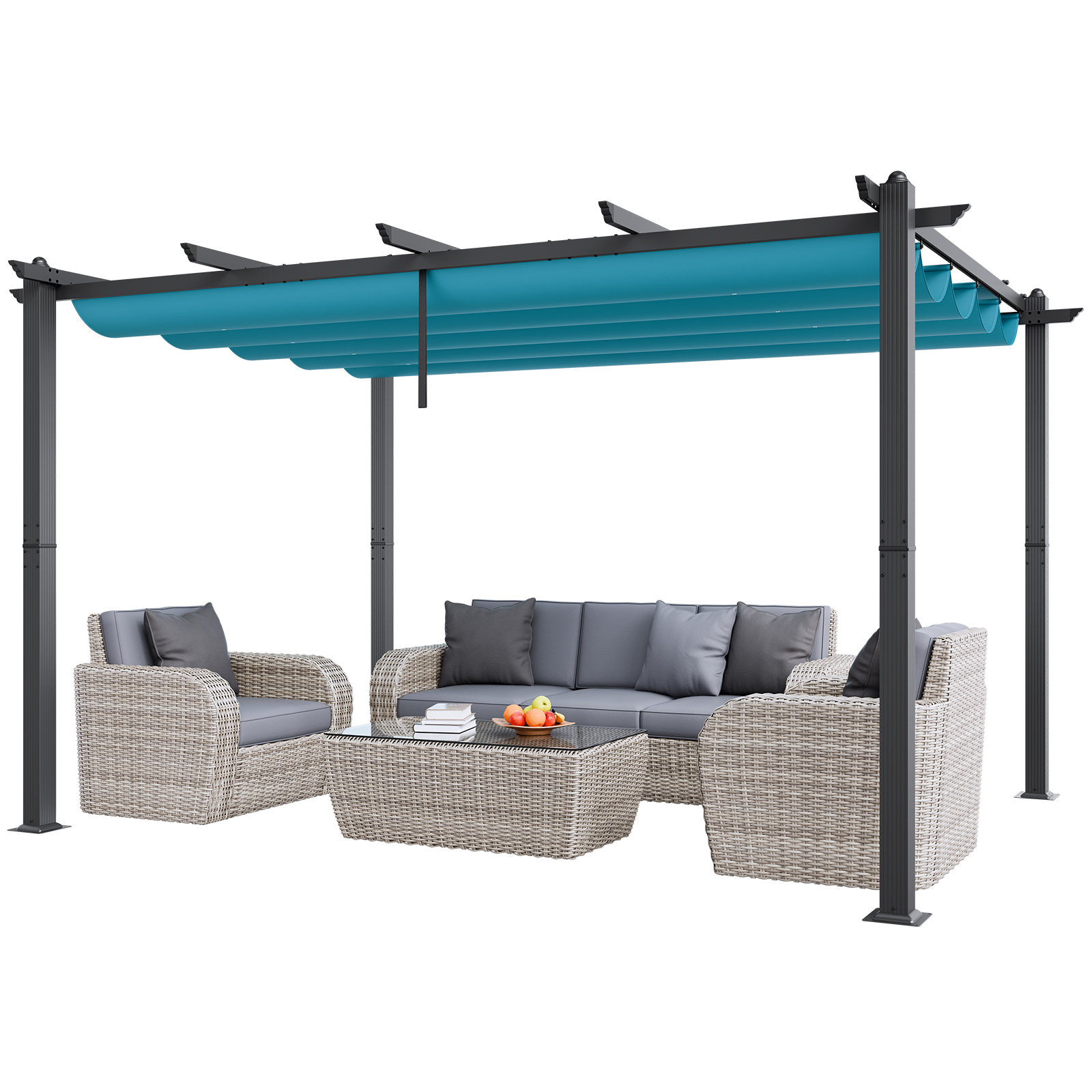 16x12ft 13x10 10x10 Aluminum Patio Pergola w/ Sun Shade Cover Retractable Canopy - Picture 58 of 79