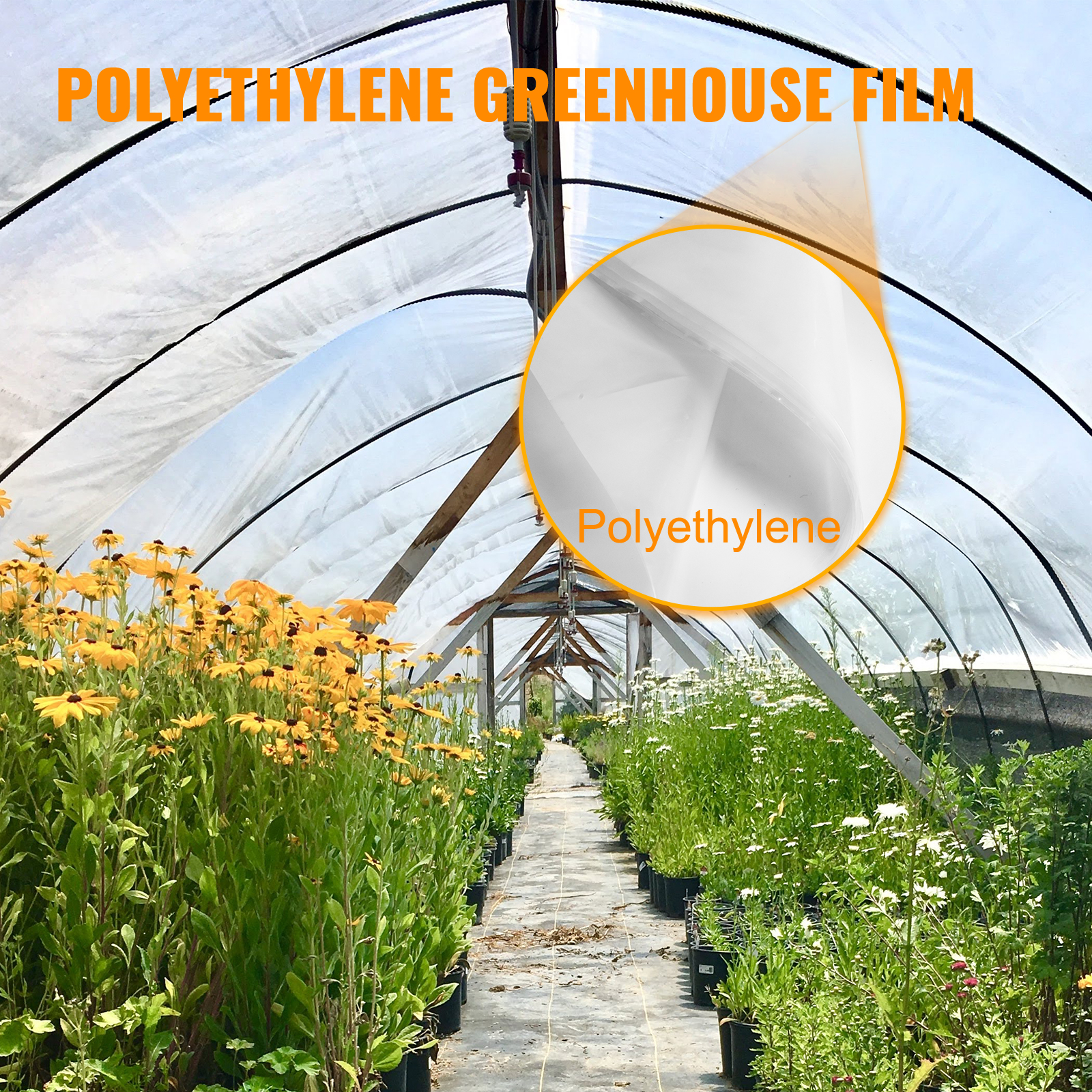 VEVOR PE üvegházi fólia, Polytunnel üvegházi fólia 3,6 x 7,62m, paradicsomház üvegházi fólia, vastagsága 0,15mm, műanyag fólia, melegen tartandó, védi az UV sugárzást, mezőgazdasághoz, DIY gyepcsúszdák