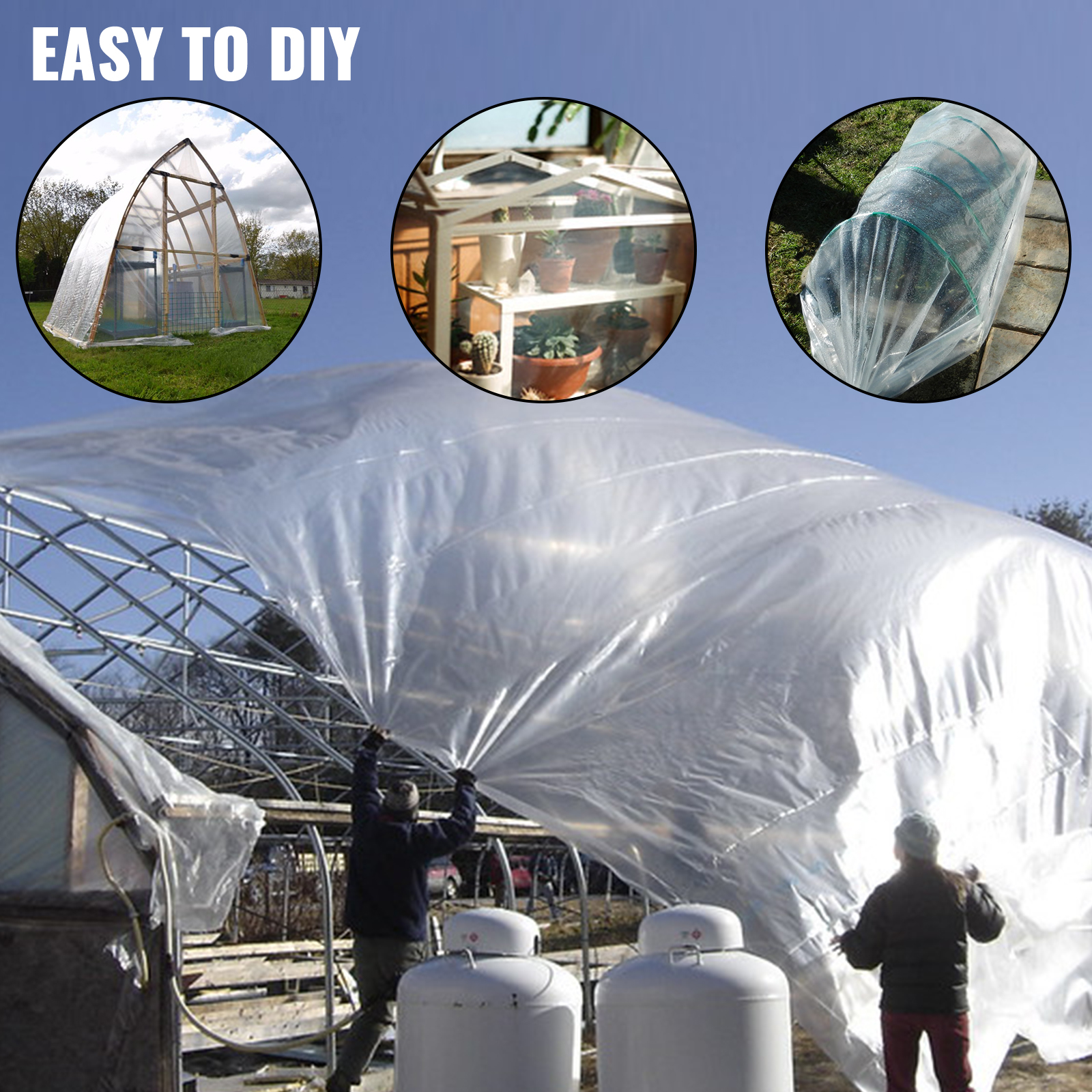 Cubierta de lámina de plástico para invernadero de 8 mil, película de  polietileno de 15 x 40 pies, cubierta de plástico para granja de suministro  de