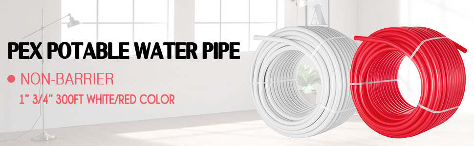 VEVOR Pex Pipe Tubing 1 Inch 300ft Pex Tubing Non-Barrier Radiant Water Plumbing Pipe Pex-B ?1" Non-Barrier/300FT/Red? 
