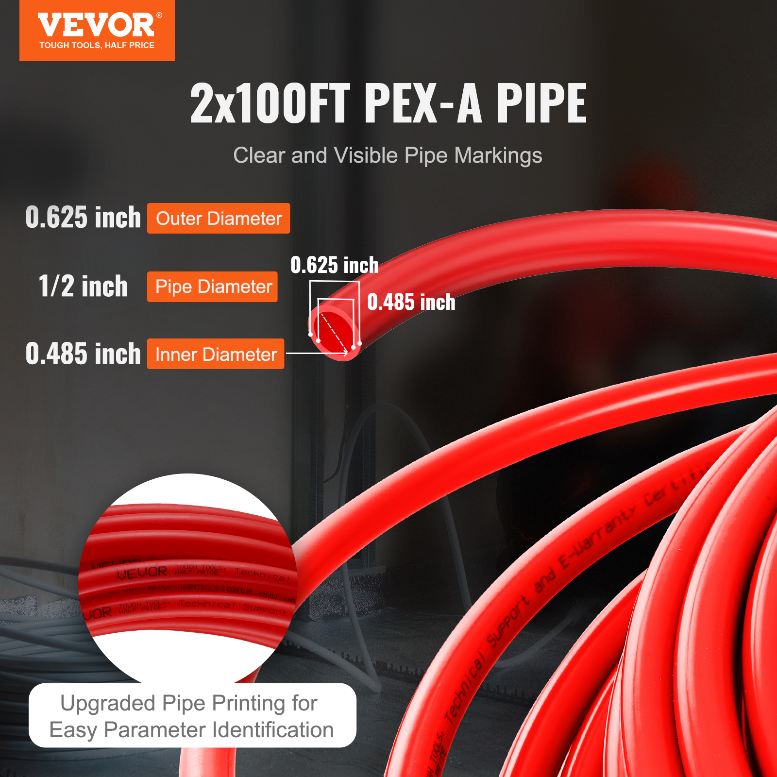 PEXFLOW 1/2in X 100ft Non-Barrier Potable Water PEX Tubing - 2 Roll Set (Red & Blue) - Made In USA