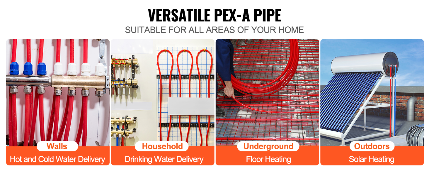 VEVOR Pex Tubing, 1 Pex Pipe 300ft Flexible Pex Hose Non Oxygen