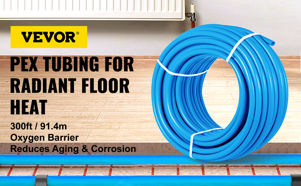 1 Pex Pipe 300ft Flexible Pex Hose Non Oxygen Barrier Pex Tube Coil 80-160psi Pex Water Line Blue Pex Piping for Hot & Cold Water Plumbing Open Loop Radiant Floor Heating System VEVOR Pex Tubing 