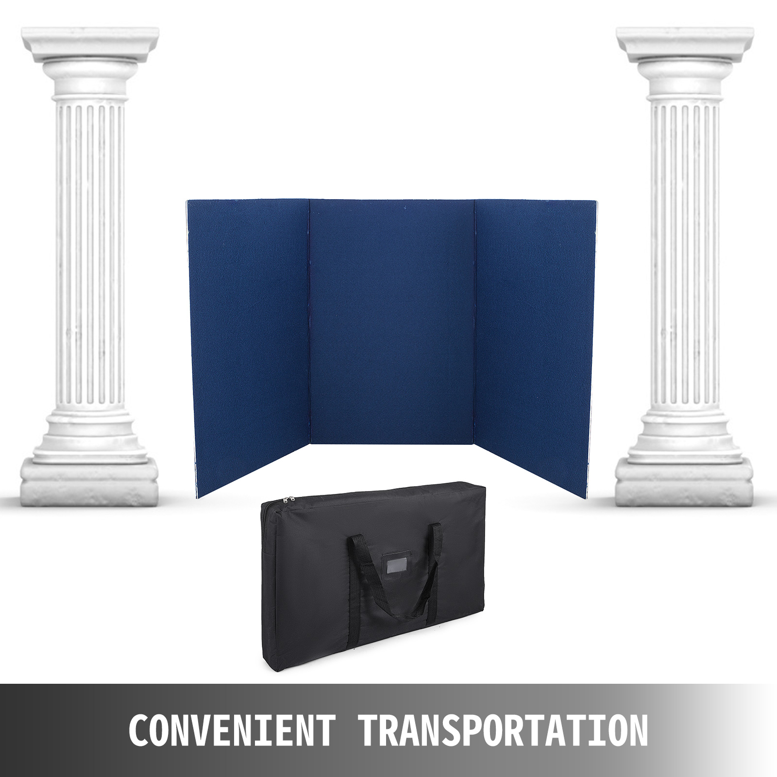 3 Panel Presentation Board, Lightweight and Portable, Hook & Loop-Receptive  Blue Fabric, Carrying Bag Included, 72 x 36-Inch (3PTTBLUE)