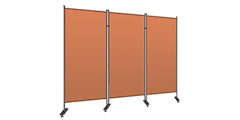 VEVOR Office Partition 89" W x 14" D x 73" H Room Divider 3-Panel Office Divider Folding Portable Office Walls w/ Non-See-Through Fabric Room Partition Reddish Brown for Room Office Restaurant