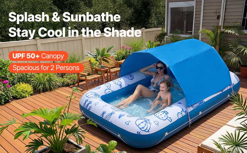VEVOR Inflatable Pool Float with Canopy 82