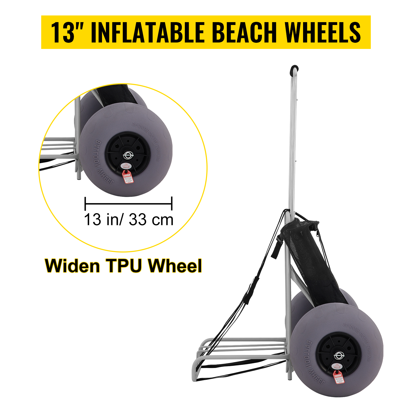 AESRAOU Chariot de pêche de plage avec grandes roues robustes pour le sable  - Chariot de plage robuste pour la pêche en plein air - Chariot à