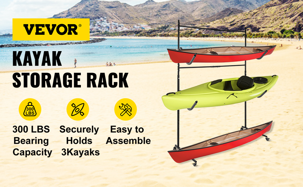 VEVOR Kayak Storage Freestanding Kayak Storage Rack, 300 LBS Load