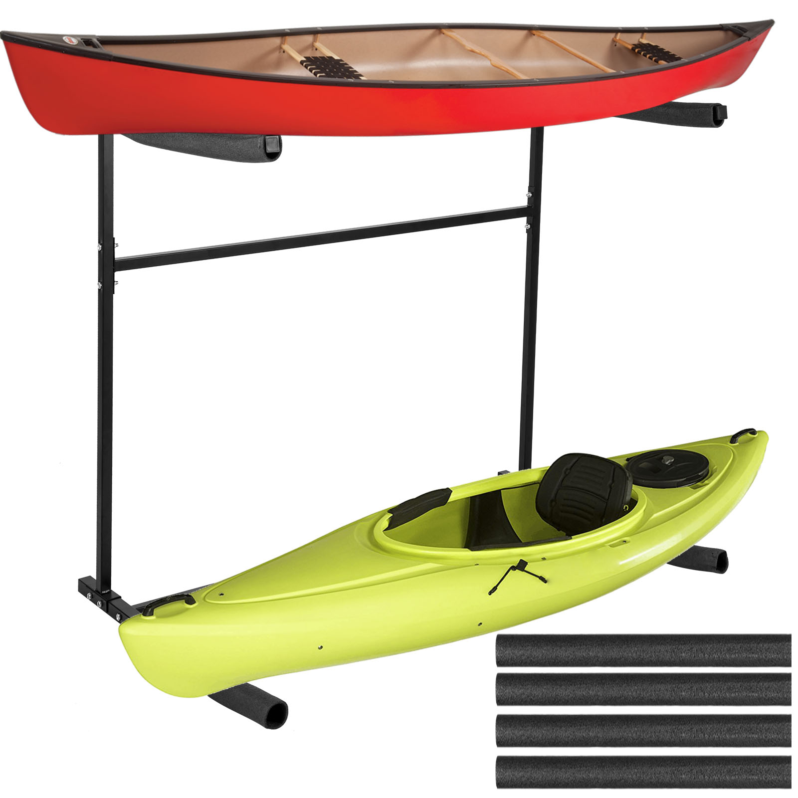 SUP Buy 1 Get 1 More,2 Levels Capacity 100 LBS Upper Layer and 120 LBS Bottom Layer VEVOR Freestanding Kayak Storage Rack for Two-Kayak Canoe & Paddleboard 