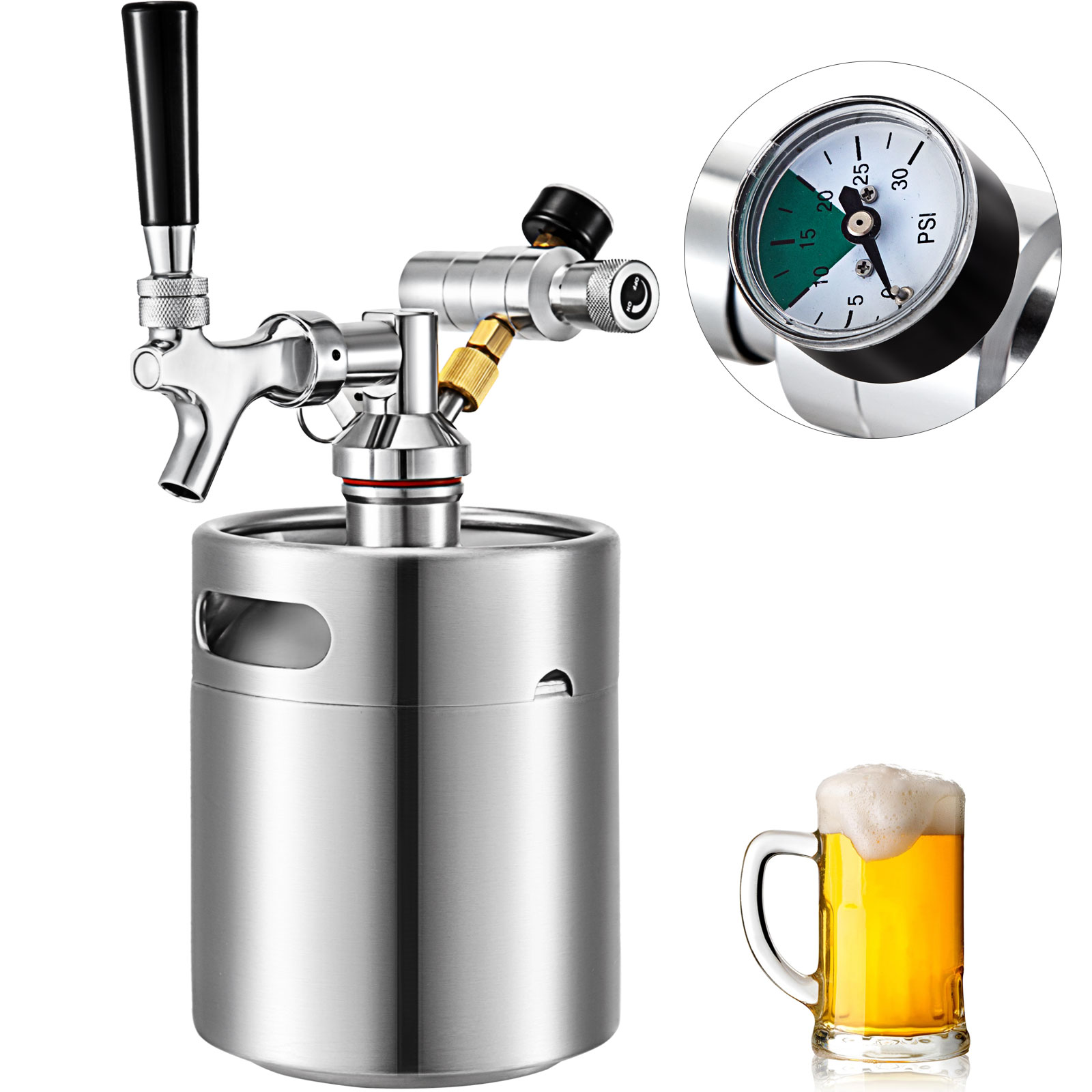 VEVOR Beer Mini Keg 68 Oz Mini Keg Growler W Tap Faucet Pressurized VEVOR Beer Mini Keg 68 Oz Mini Keg Growler W Tap Faucet Pressurized