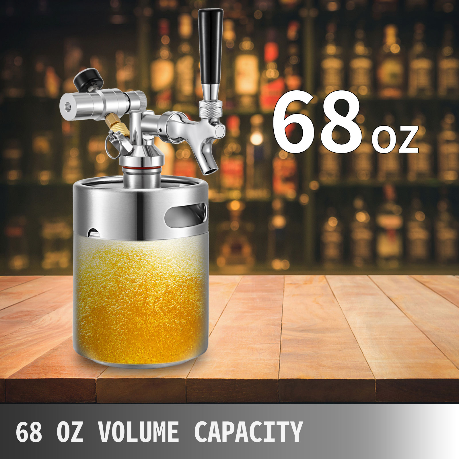 VEVOR 2L Beer Mini Keg Tap Pressurized Growler Stainless Steel Beer VEVOR 2L Beer Mini Keg Tap Pressurized Growler Stainless Steel Beer