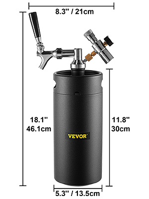 VEVOR Beer Growler Tap System, 122Oz Mini Keg, 3.6L Pressurized Beer ...
