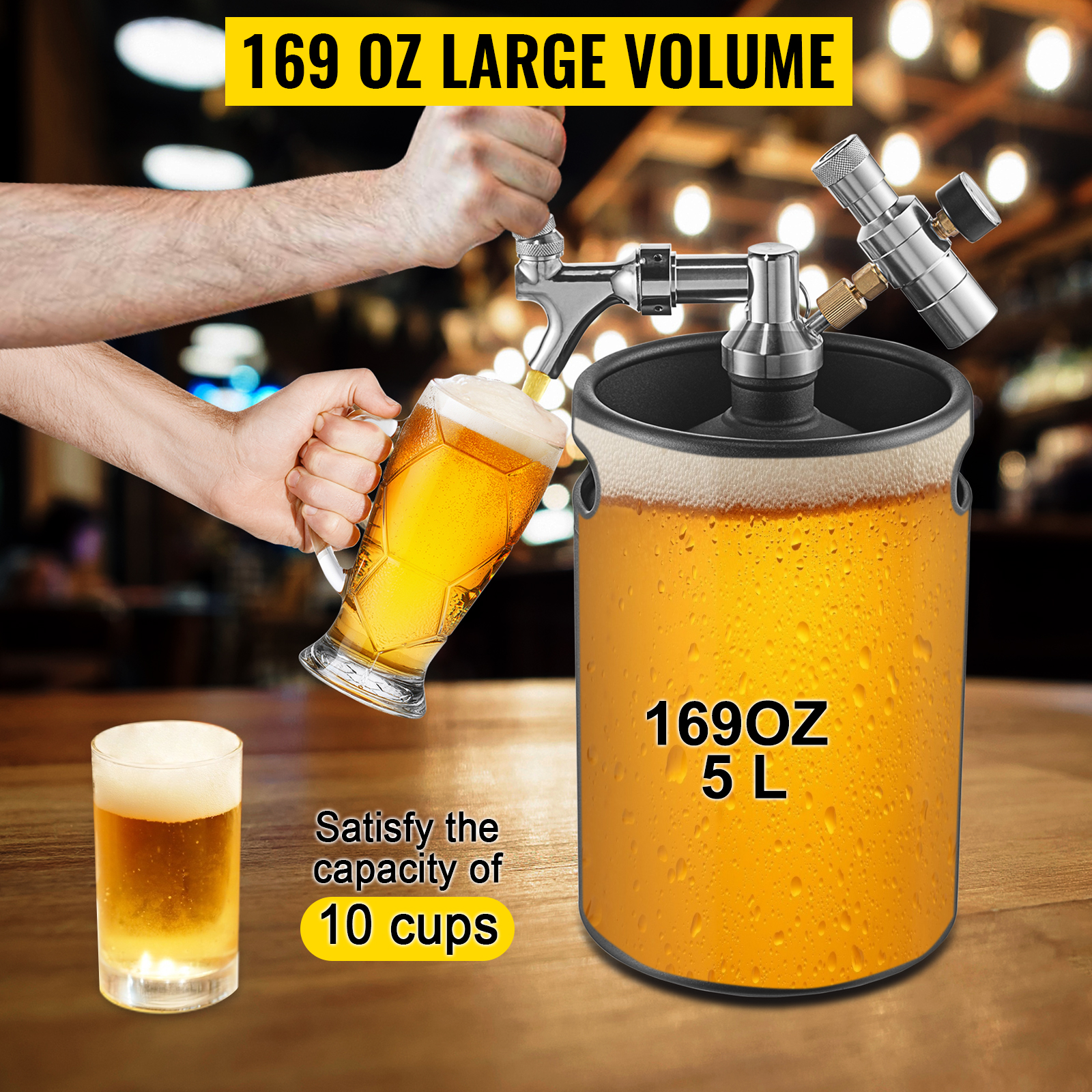 temperatura regolabile Dispositivo per spillatrice per birra da 5 litri colore: Nero/Argento Thomson Raffreddamento THBD47718 per la casa e per godersi la birra fresca da 4 a 12 °C 