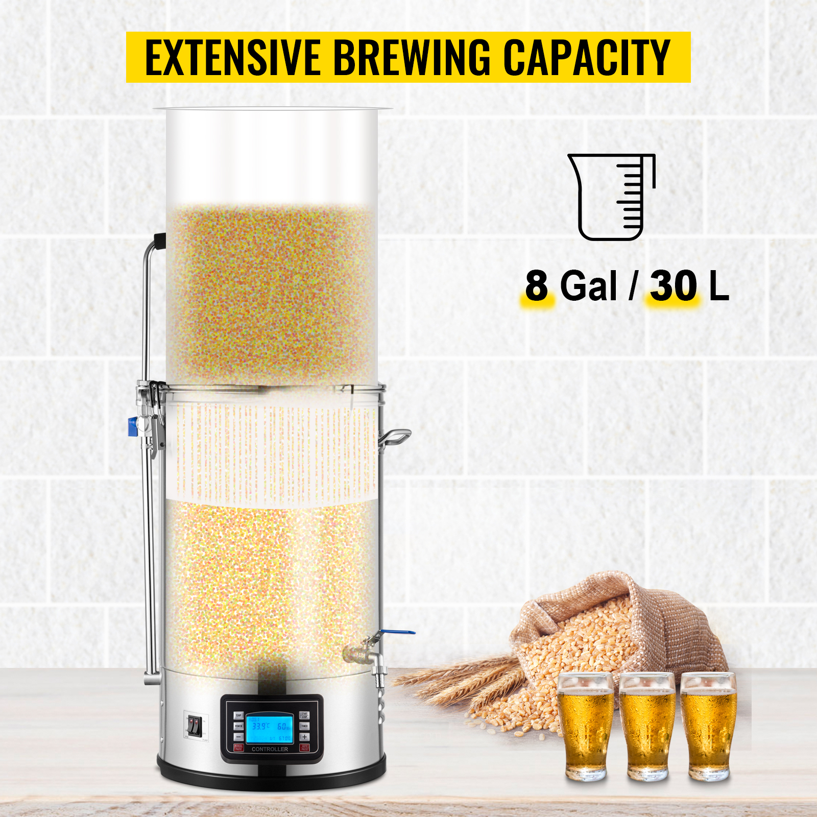Brewing System,8 Gal/30 L,with Reculating Pump