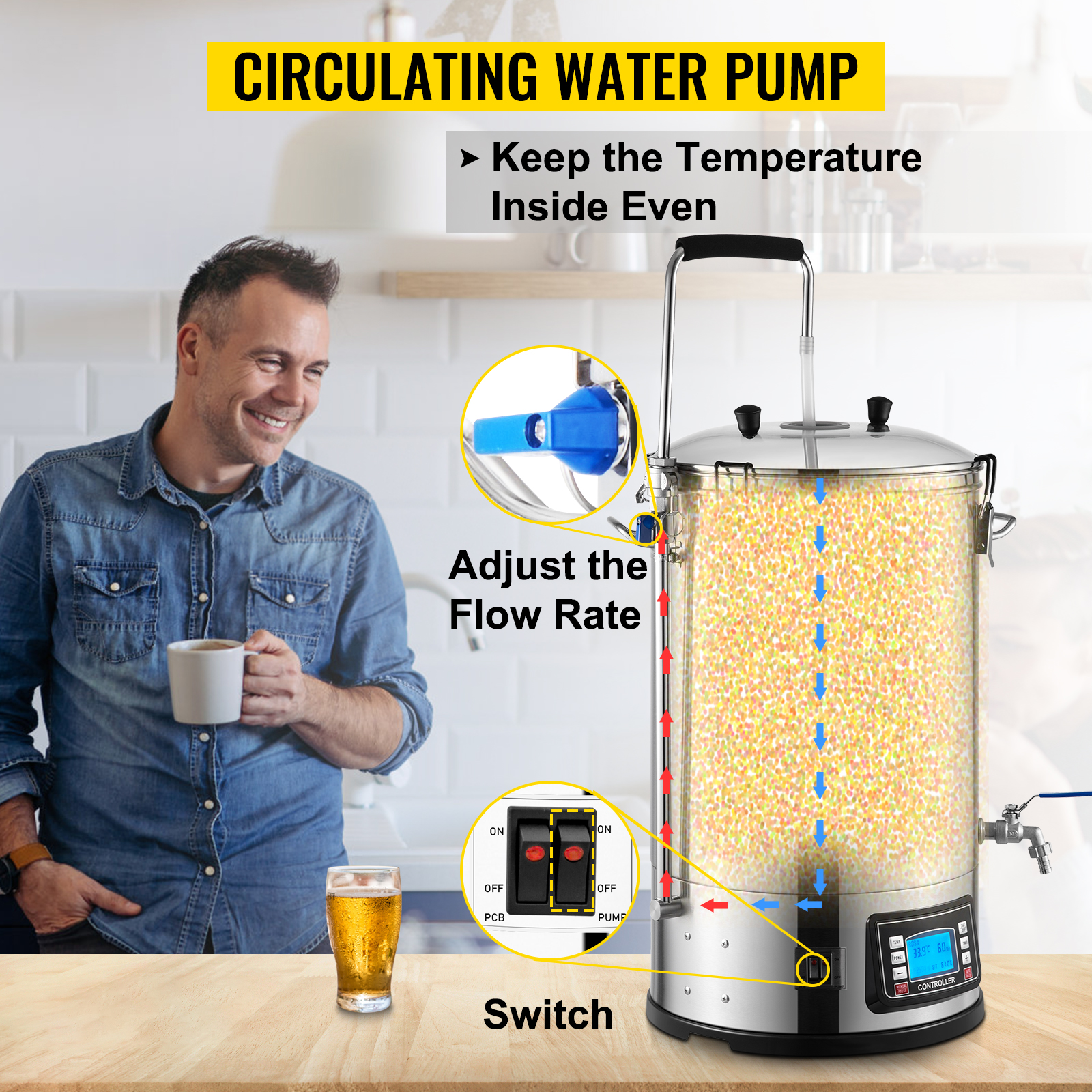 Brewing System,8 Gal/30 L,with Reculating Pump