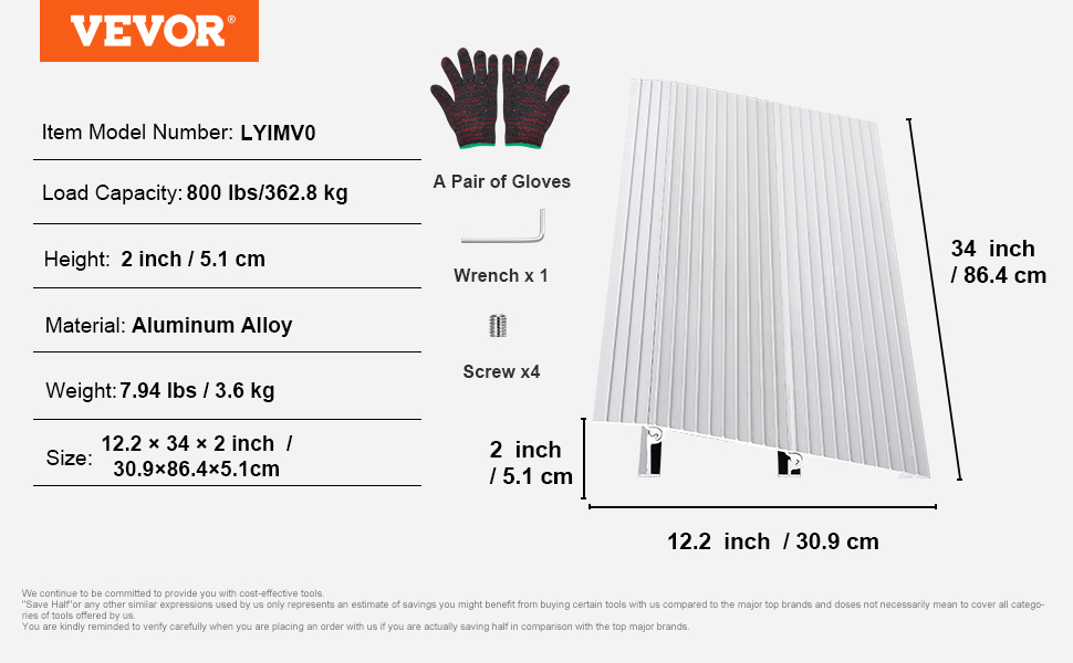 VEVOR Rampe De Seuil Hauteur 5,1 Cm Rampe De Portes Pour Fauteuil Roulant Capacite De Charge 3628 Kg En Aluminium Rampe Modulai