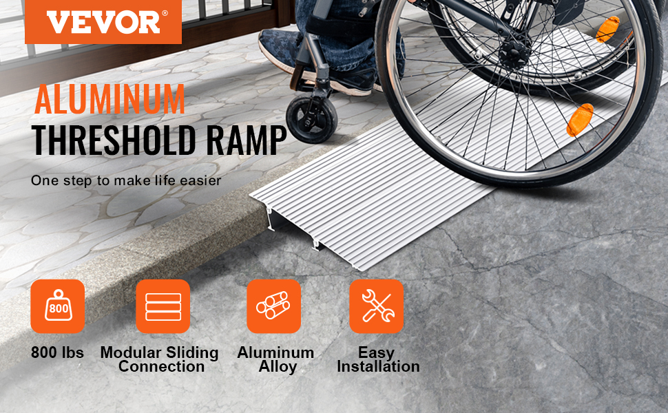 VEVOR Door Threshold Ramp, 2" Rise, 800 lbs Load Capacity, Door Ramp ...