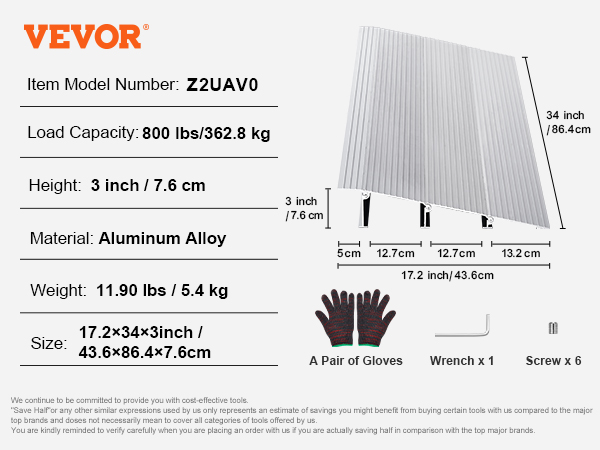 VEVOR Door Threshold Ramp, 6" Rise, 800 Lbs Load Capacity, Door Ramp - View #4