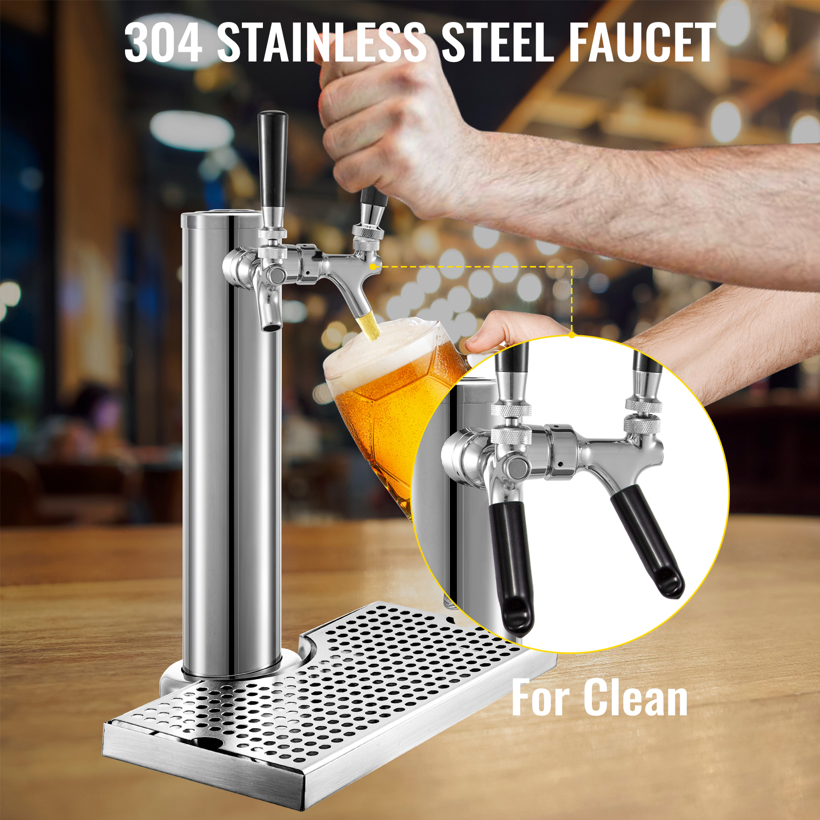 Draft Keg Beer Dispenser Set With 4 Faucet Tap Handle 4 Beer Tower Dispenser 