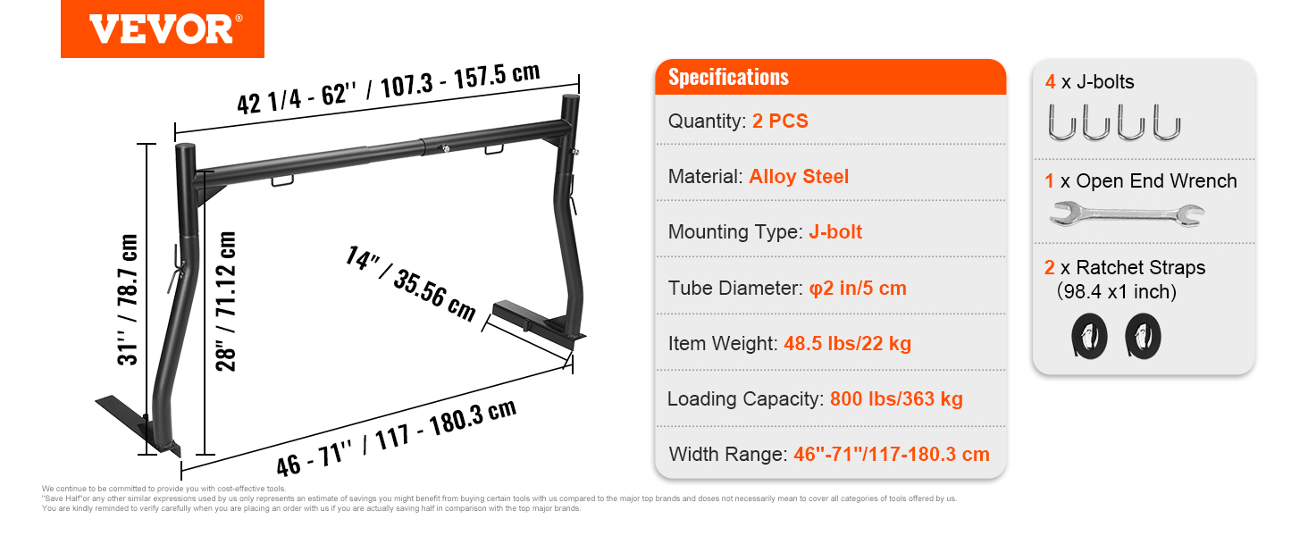 truck racks,46-71 in,steel