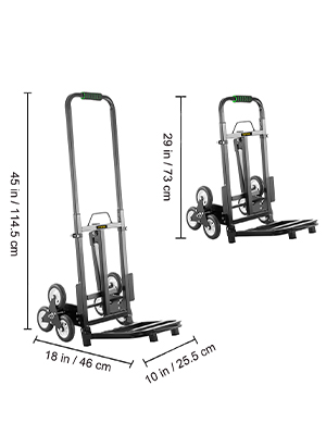 VEVOR VEVOR Carrello Manuale per Scale in Acciaio, 150KG Carrello  Pieghevole per Scale con 6 Ruote da 5 Pollici, Carrello Portapacchi da  730x460x255 mm con Corda Vincolante per Trasportare Scatole 330 LBS