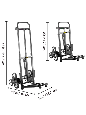 VEVOR Stair Climbing Cart 460lbs Capacity, Portable Folding Trolley ...