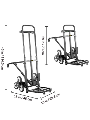 VEVOR Carrello Pieghevole per Scale da 208KG Carrello Manuale con 6 Ruote  in Nero