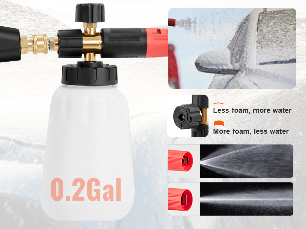 Foam Cannon Soap, Pressure Washers Foam Cannon with 1/4 Inch  Quick Connect,Dual Adjustable Nozzle Snow Wash Cannon with Bottle,  Professional Car Foam Cannon Fits Most Pressure Washing(1 L,4000 PSI) 
