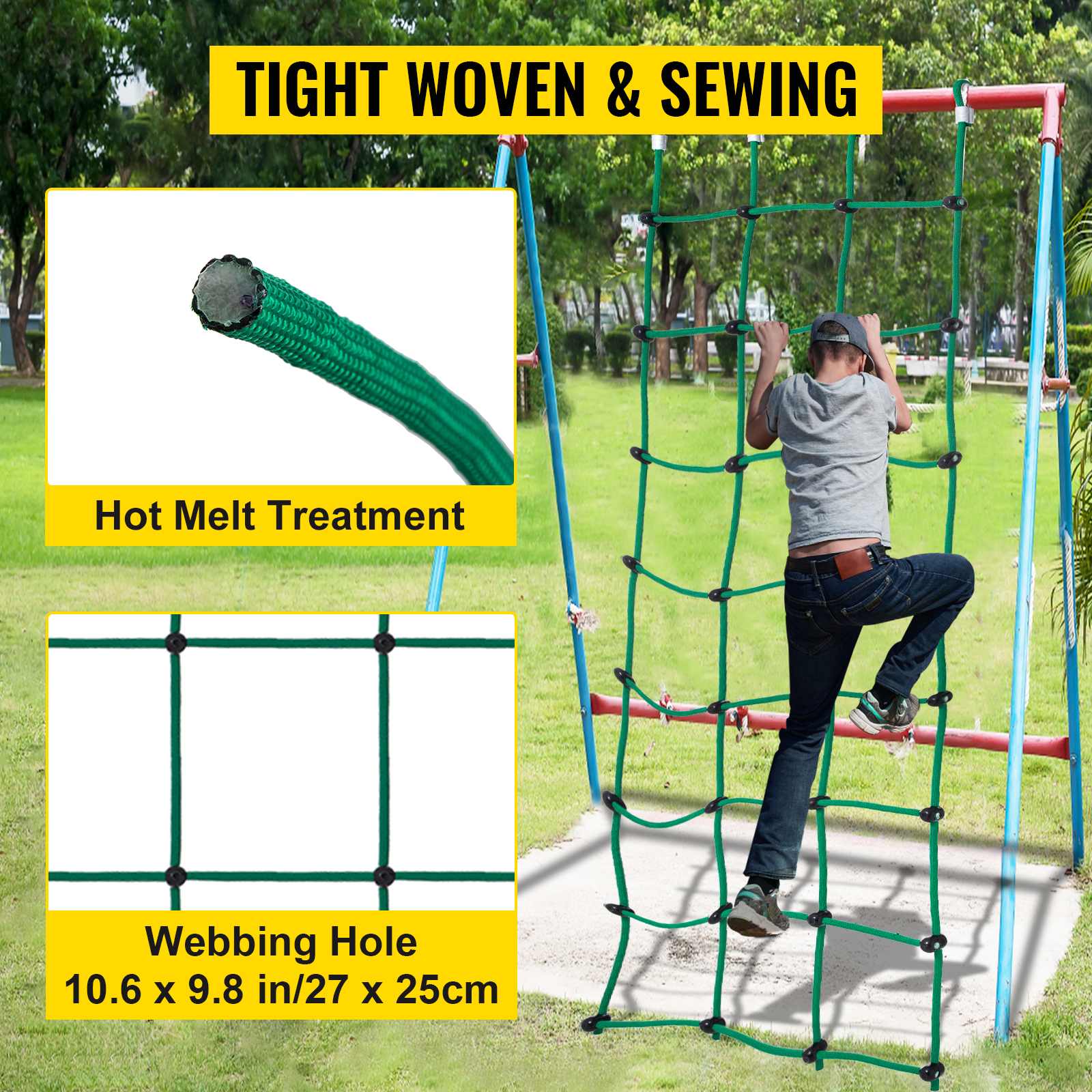 VEVOR Climbing Cargo Net, 30" x 89" Climbing Net, Polyester Playground