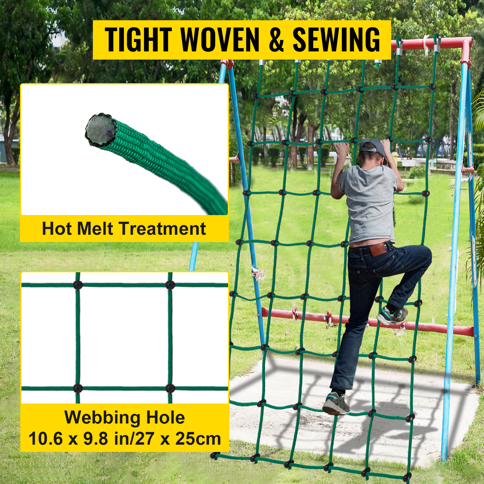 VEVOR Climbing Cargo Net, 49" x 77" Climbing Net, Polyester Playground