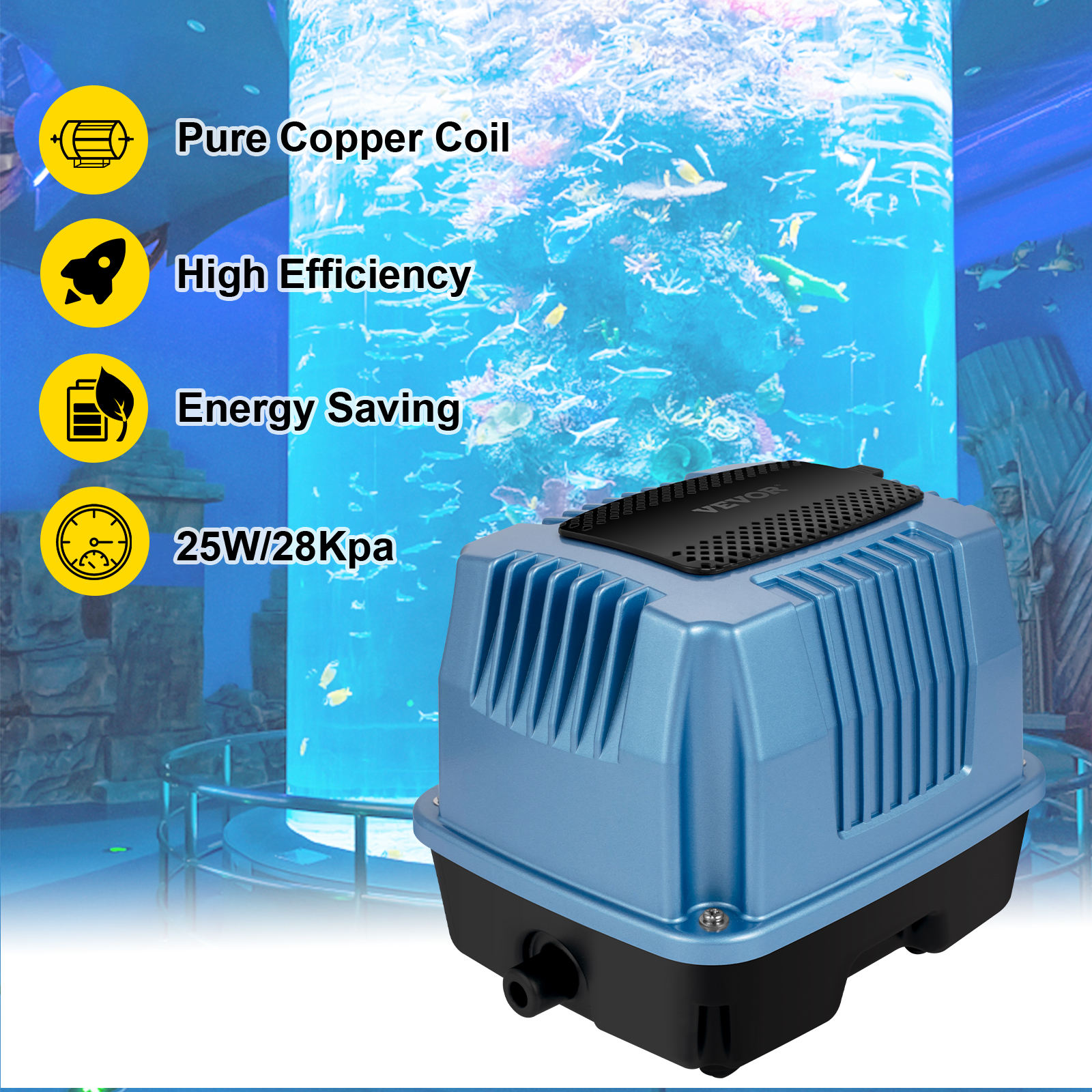 VEVOR Linear Air Pump, 25W/110V Septic Air Pump, 28Kpa Septic Aerator