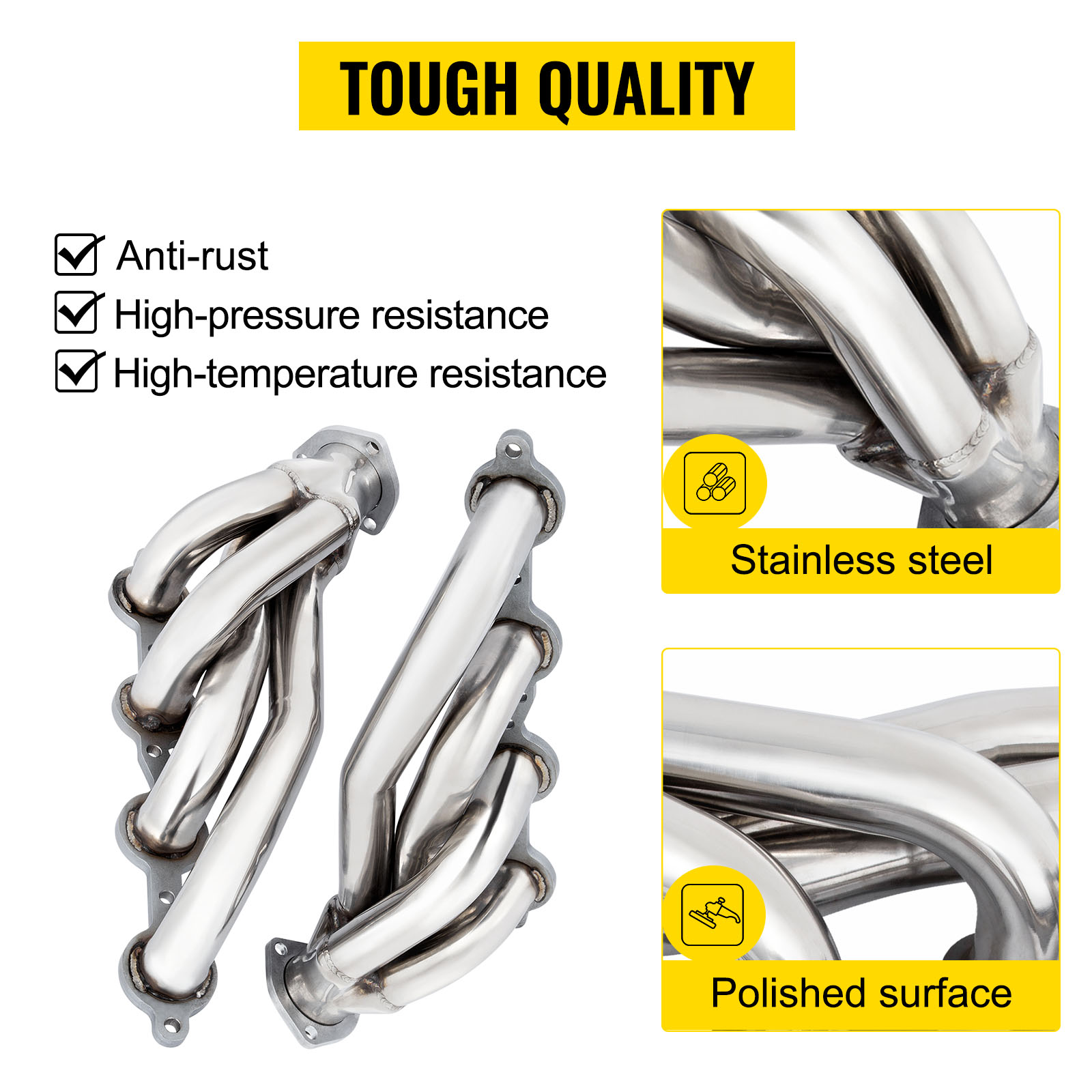 VEVOR Exhaust Header Set 1 5/8" Exhaust Turbo Headers Stainless Steel