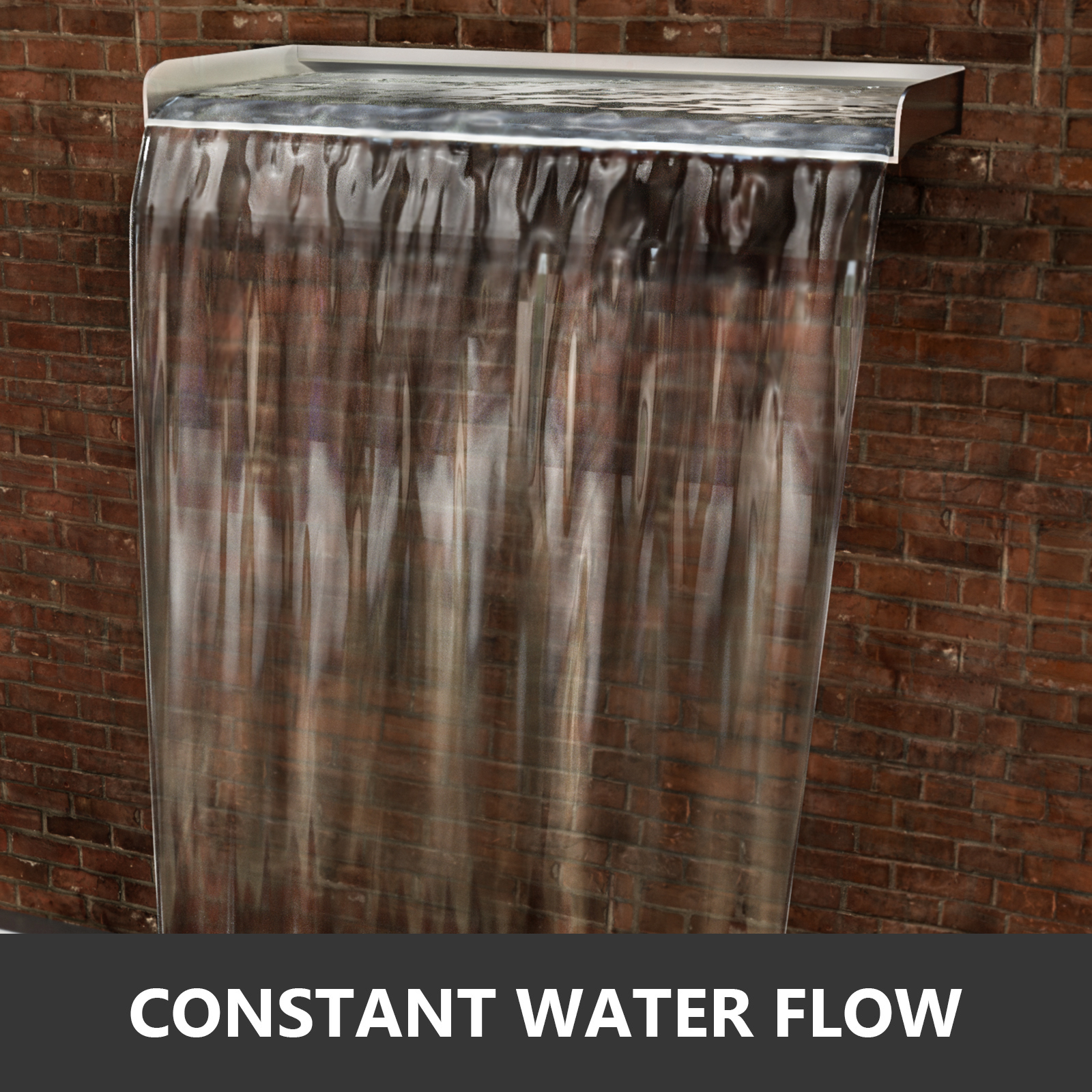 VEVOR Pool Fountain Stainless Steel Pool Waterfall Spillway with Pipe Connector Rectangular Garden Outdoor (59.1")