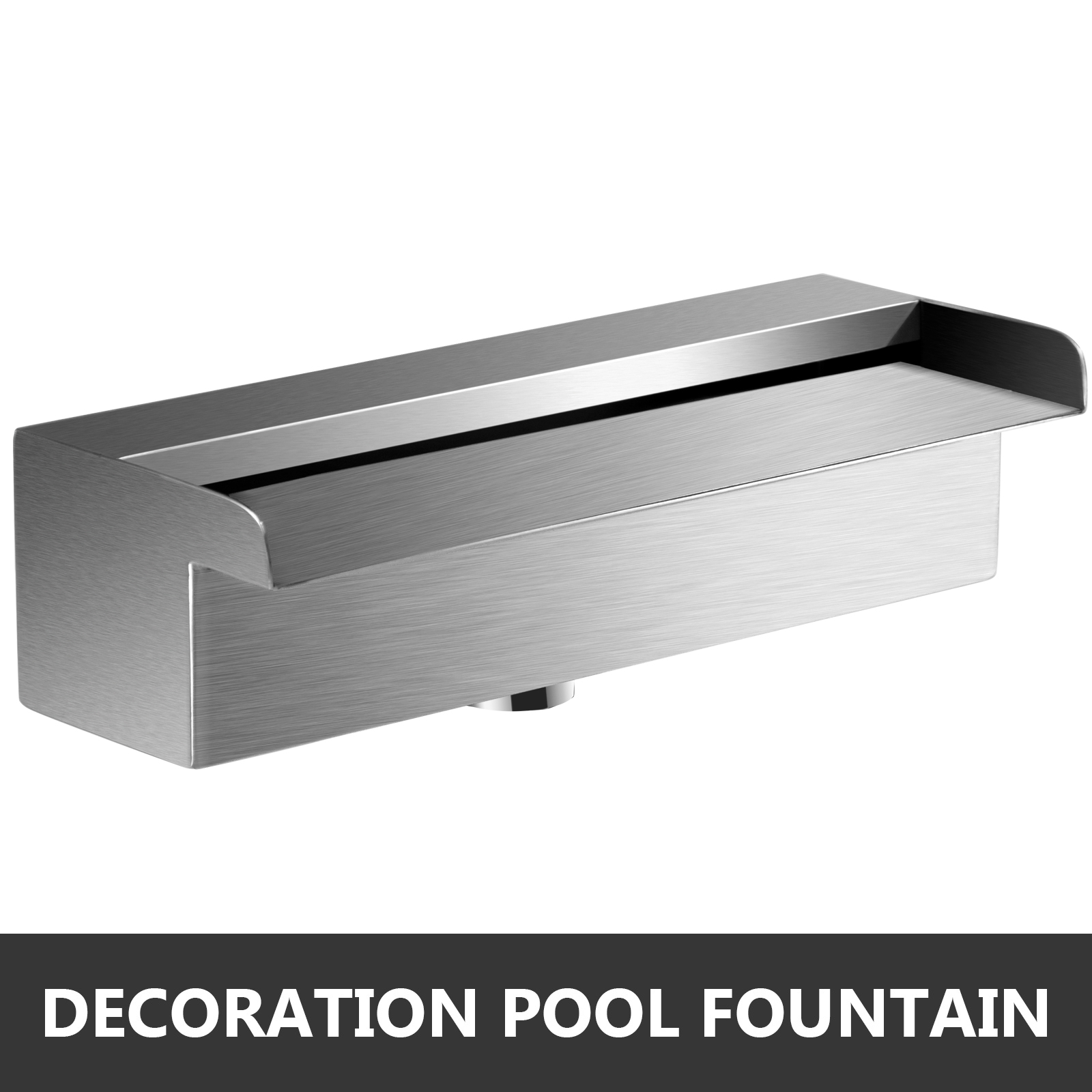 VEVOR Pool Fountain Stainless Steel Pool Waterfall Spillway with Pipe Connector Rectangular Garden Outdoor (11.8") 