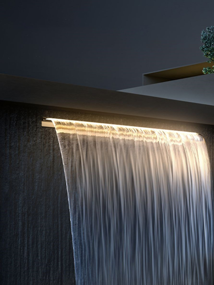 Waterfall Pool Fountain,LED Light,Stainless Steel