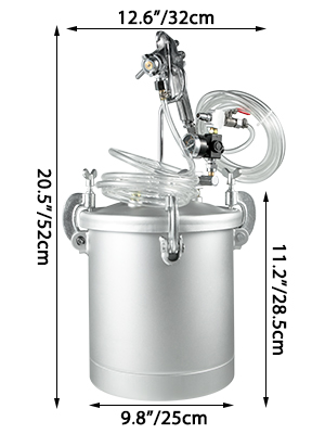 VEVOR Pressure Pot Tank 10L Pressure Pot Paint Sprayer 2.5 Gallon Paint Pressure Pot Stainless Paint Tank with 3.5mm Nozzle Spray Guns and Paint Hose (10L 3.5mm)