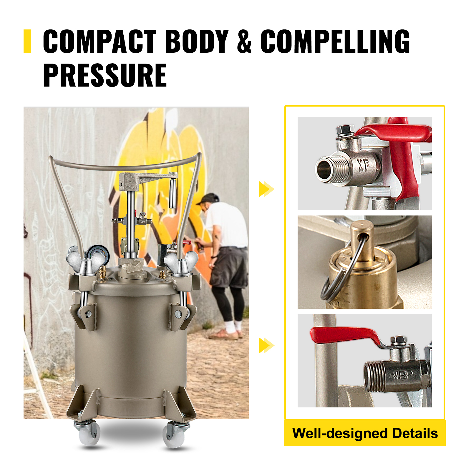 VEVOR 10 L Spray Paint Pressure Pot Tank Manual Air Paint Pressure Pot