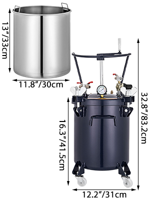 VEVOR Spray Paint Pressure Pot Tank, 10L/2.5gal Air Paint Pressure Pot, Metal Rack & Leak Repair Sealant for Industry Home Decor Architecture