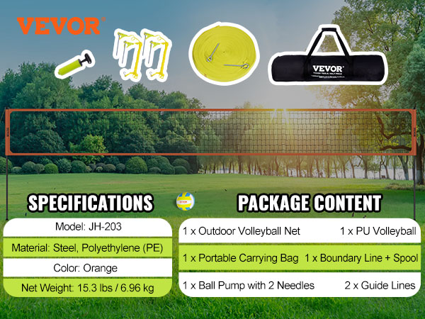 VEVOR Outdoor Portable Volleyball Net System, Adjustable Height ...