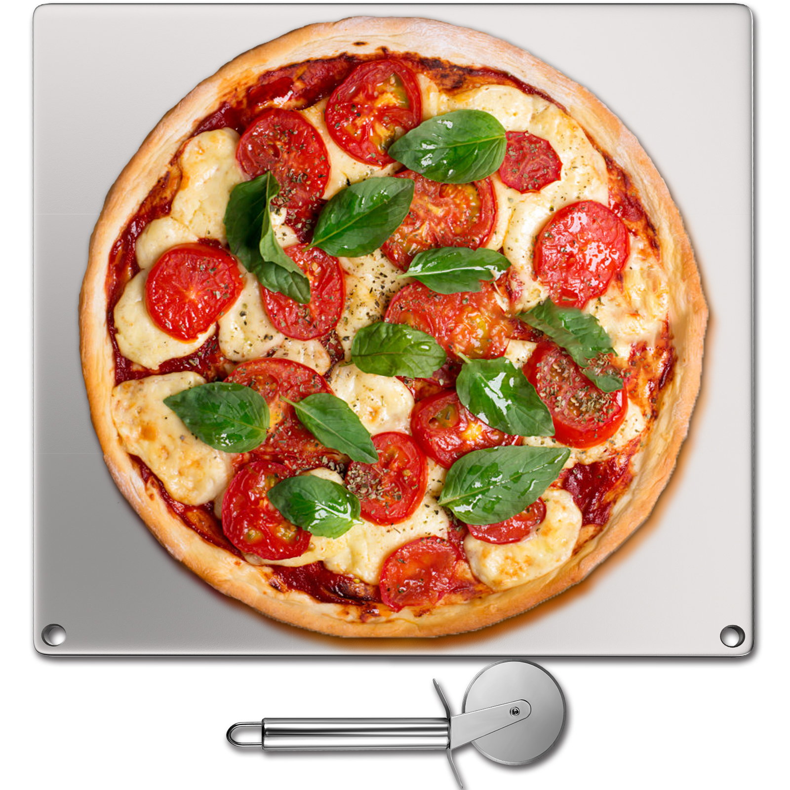 La & Li Piedra para pizza para parrilla y horno, juego de piedra para pizza  de horno redondo de cerámica de 13 pulgadas con estante multiusos con