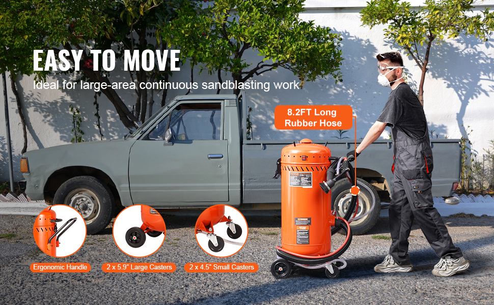 VEVOR 28 Gallon Vacuum Sand Blaster, Dustless Sandblaster with Builtin