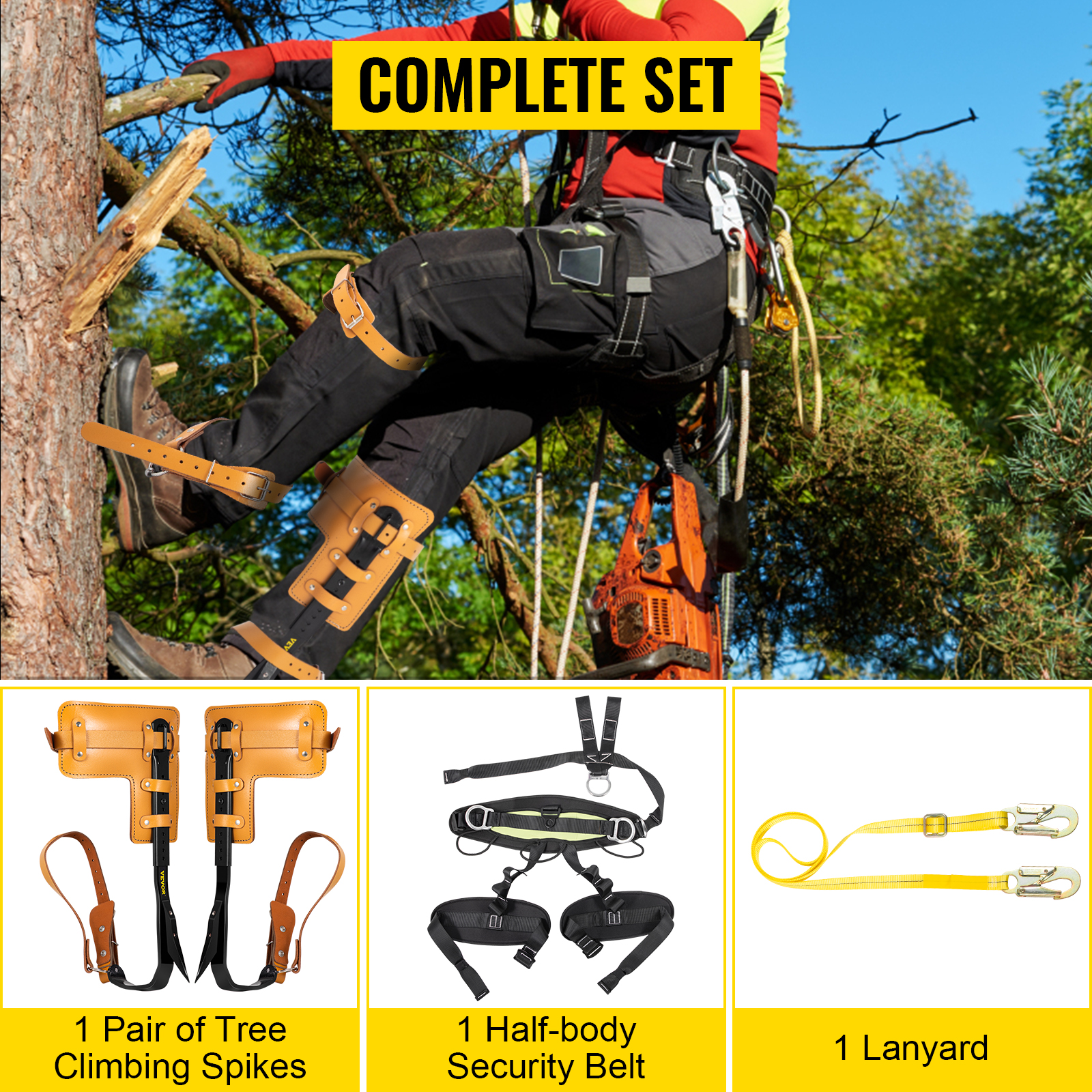 VEVOR Tree Climbing Spikes, 3 in 1 Alloy Steel Adjustable Pole Climbing ...