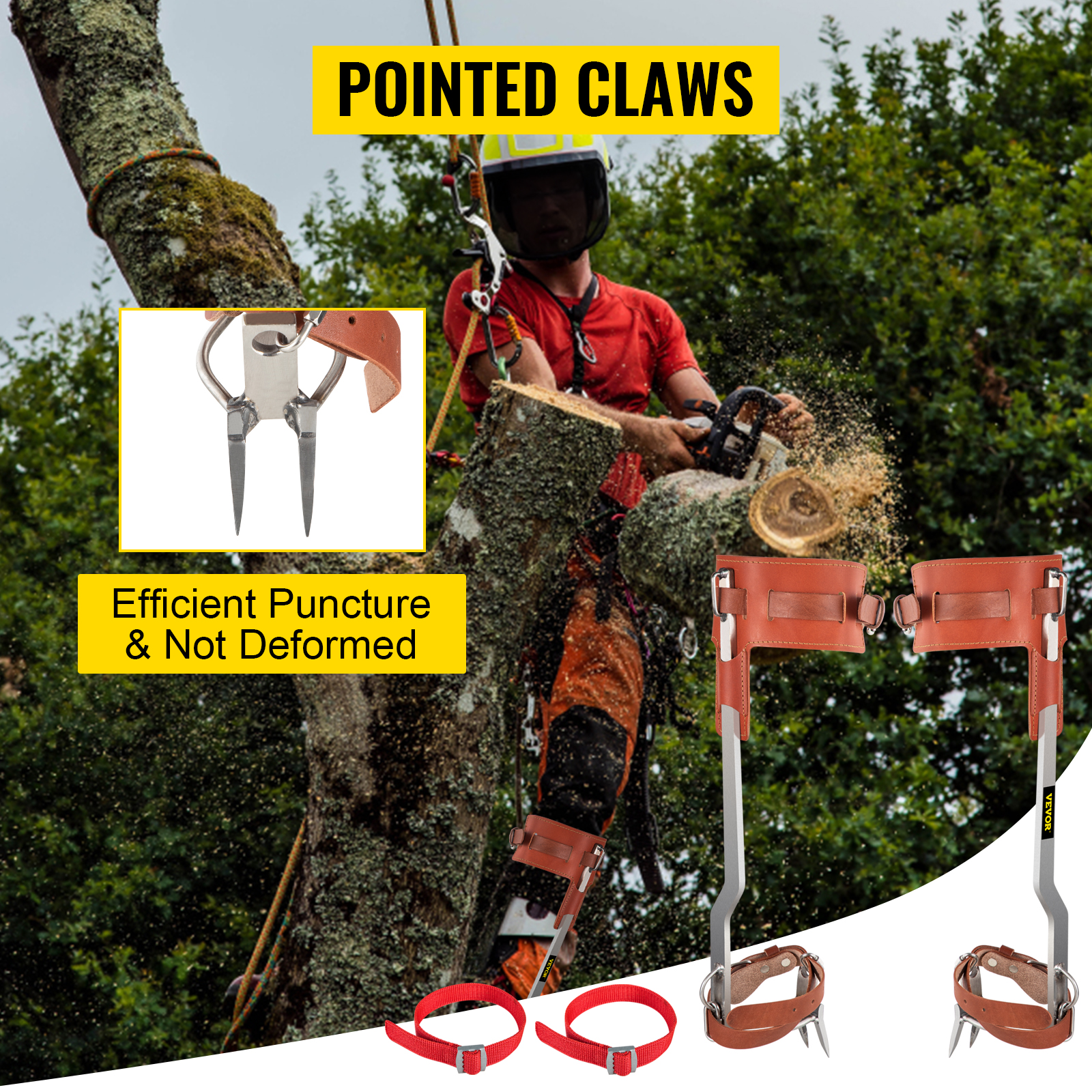 VEVOR Tree Climbing Spikes Set, Tree Climbing Tool with Safety