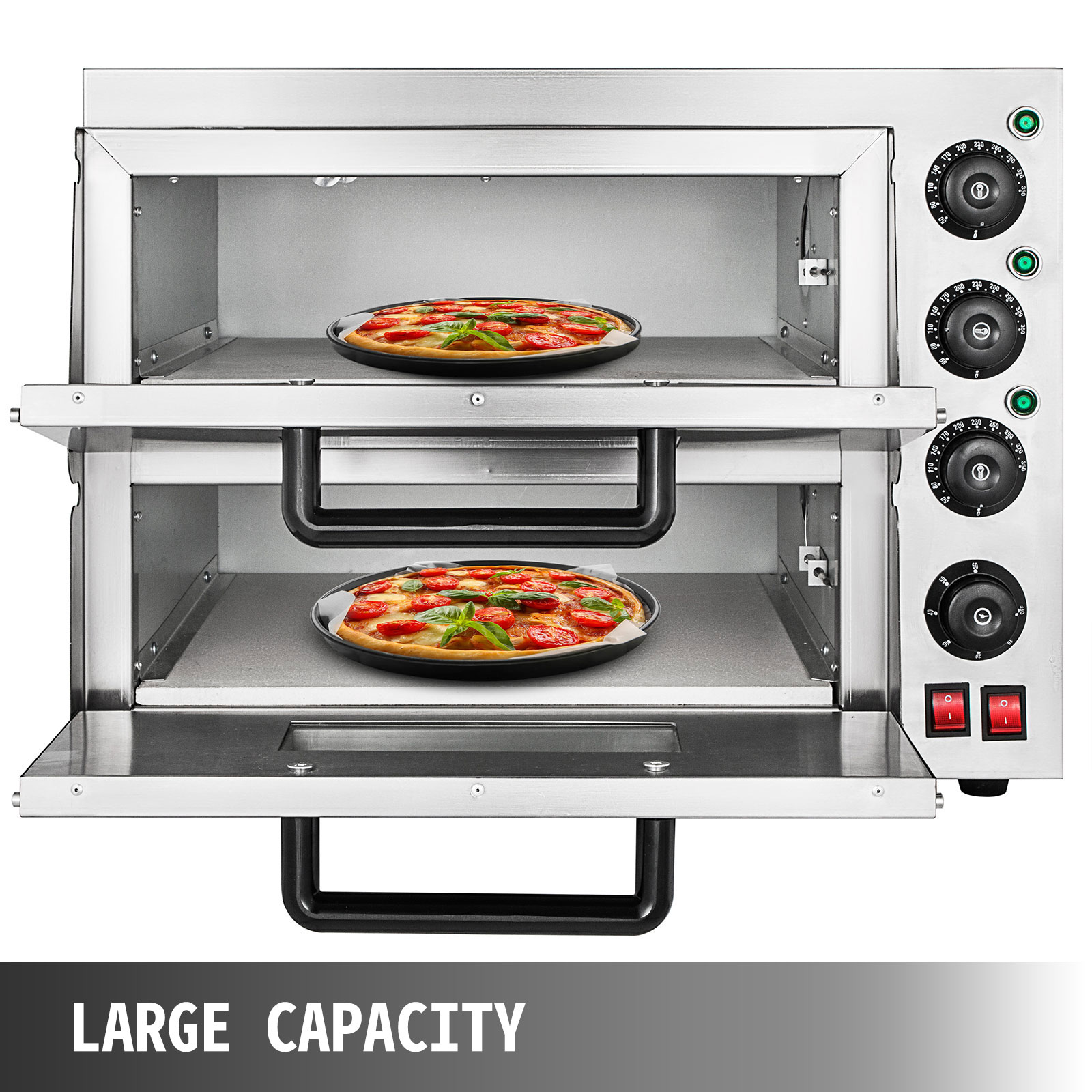 Electric 3000W Pizza Oven Double Deck Restaurant Kitchen Clear observation 