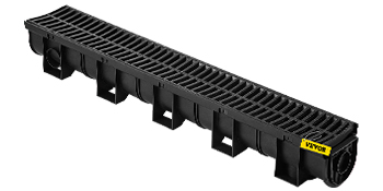 VEVOR Trench Drain System, Channel Drain with Plastic Grate, 5.9x5.1-Inch HDPE Drainage Trench, Black Plastic Garage Floor Drain, 6x39 Trench Drain Grate, with 6 End Caps, for Garden, Driveway-6 Pack