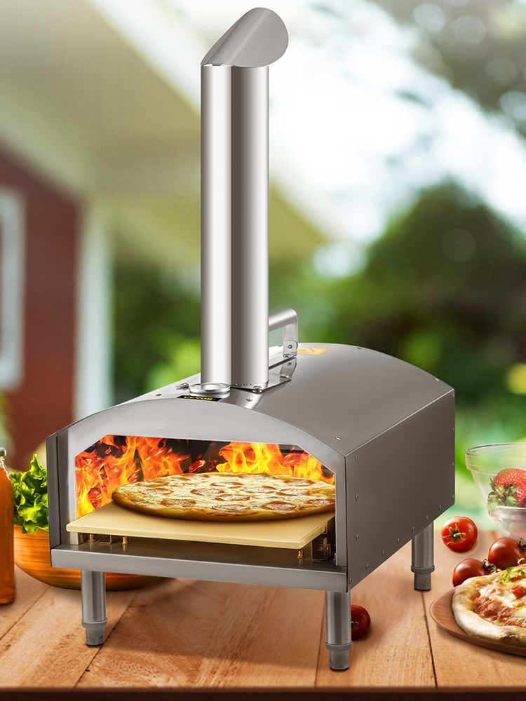 VEVORbrand 12 Wood Fired Pizza Oven, Outdoor Stainless Steel Pizza Oven  with Accessories