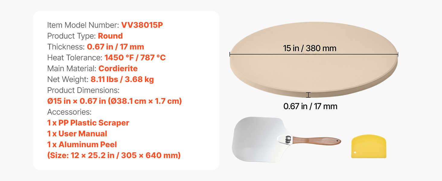 15 inch pizza stone size